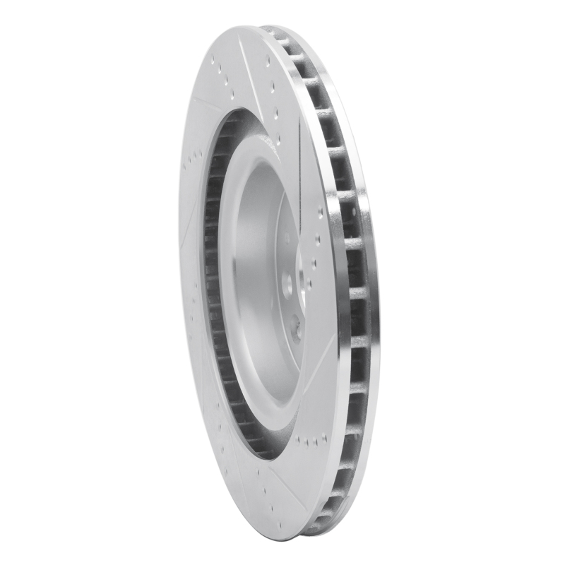 Tesla Model S Brake Rotor (1) - Rear Left - R1 Concepts - Drilled & Slotted - Silver - `12-`21